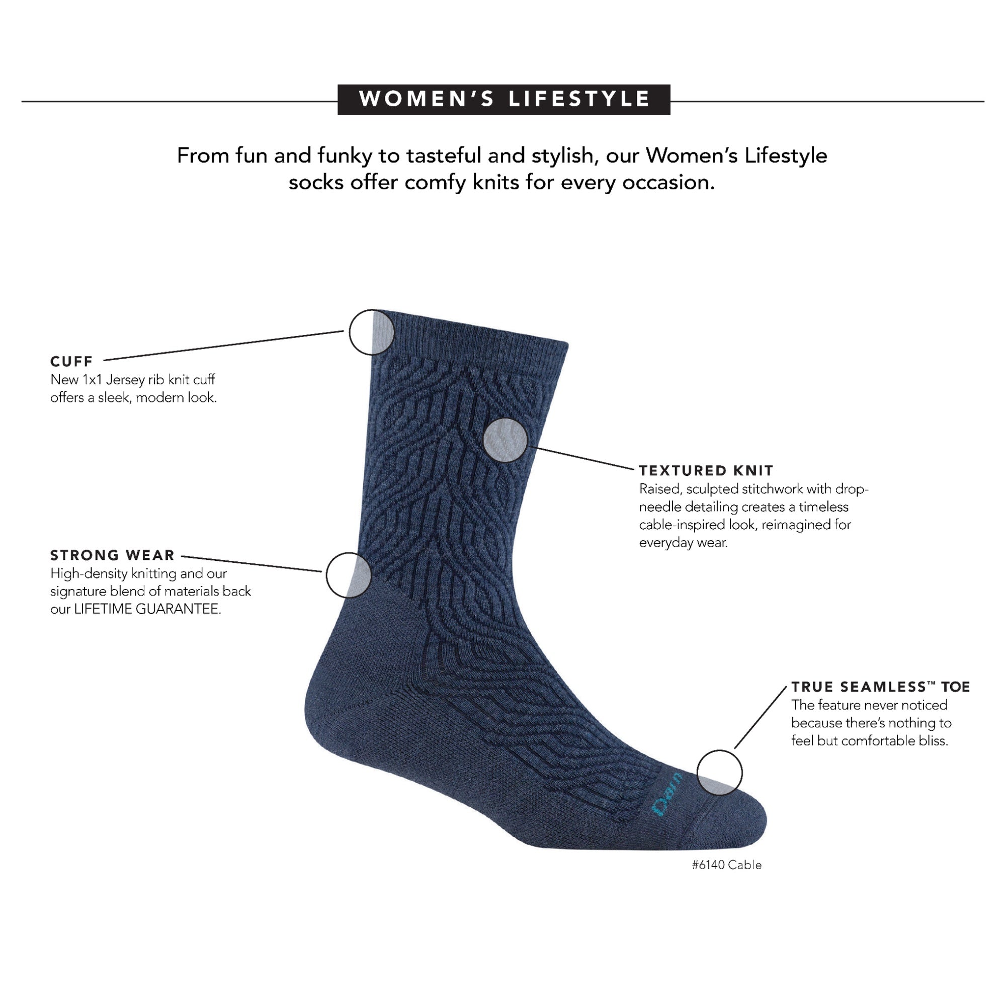 Women's Cable Crew Lightweight Lifestyle Socks - Image 8